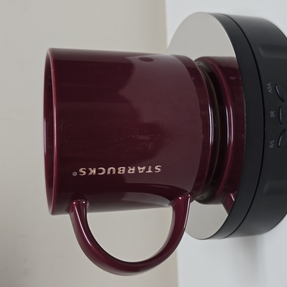 Starbucks Etched Logo Burgundy Stackable Coffee Mug Cup 14 oz Rare -2013